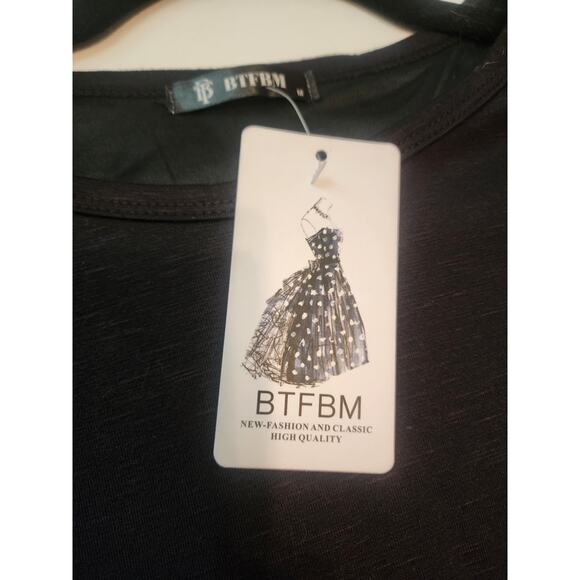 BTFBM Long Sleeve Shirt Dress, Ruched Side, Black, M, NWT - Picture 2 of 7